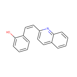 Oc1ccccc1/C=C\c1ccc2ccccc2n1 ZINC000053178300