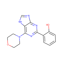 Oc1ccccc1-c1nc(N2CCOCC2)c2[nH]cnc2n1 ZINC000045317319