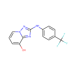 Oc1cccn2nc(Nc3ccc(C(F)(F)F)cc3)nc12 ZINC000144267998