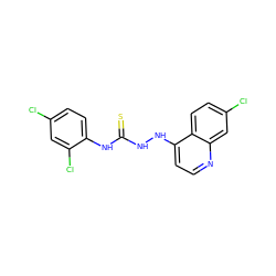 S=C(NNc1ccnc2cc(Cl)ccc12)Nc1ccc(Cl)cc1Cl ZINC000003120567