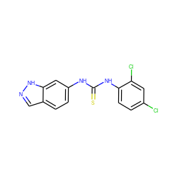 S=C(Nc1ccc2cn[nH]c2c1)Nc1ccc(Cl)cc1Cl ZINC000005657830