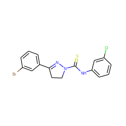 S=C(Nc1cccc(Cl)c1)N1CCC(c2cccc(Br)c2)=N1 ZINC000013474243