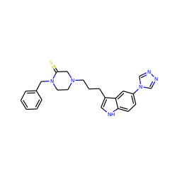 S=C1CN(CCCc2c[nH]c3ccc(-n4cnnc4)cc23)CCN1Cc1ccccc1 ZINC000027749547