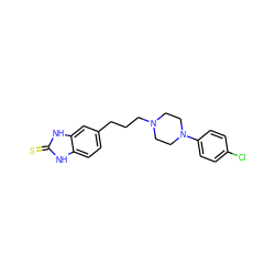 S=c1[nH]c2ccc(CCCN3CCN(c4ccc(Cl)cc4)CC3)cc2[nH]1 ZINC000036424537