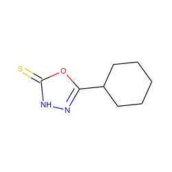 S=c1[nH]nc(C2CCCCC2)o1 ZINC000006675630