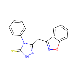 S=c1[nH]nc(Cc2noc3ccccc23)n1-c1ccccc1 ZINC000005757249