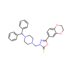 S=c1oc(-c2ccc3c(c2)OCCO3)nn1CN1CCN(C(c2ccccc2)c2ccccc2)CC1 ZINC001772635205