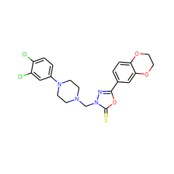 S=c1oc(-c2ccc3c(c2)OCCO3)nn1CN1CCN(c2ccc(Cl)c(Cl)c2)CC1 ZINC001772570614