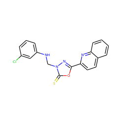 S=c1oc(-c2ccc3ccccc3n2)nn1CNc1cccc(Cl)c1 ZINC000095595707