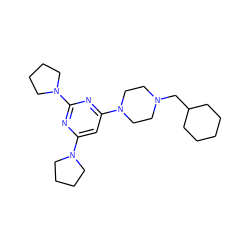 c1c(N2CCCC2)nc(N2CCCC2)nc1N1CCN(CC2CCCCC2)CC1 ZINC001772589037