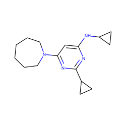 c1c(NC2CC2)nc(C2CC2)nc1N1CCCCCC1 ZINC000028572615