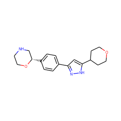 c1cc([C@H]2CNCCO2)ccc1-c1cc(C2CCOCC2)[nH]n1 ZINC000205114584