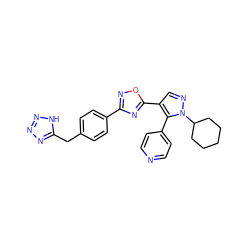 c1cc(-c2c(-c3nc(-c4ccc(Cc5nnn[nH]5)cc4)no3)cnn2C2CCCCC2)ccn1 ZINC000114612438