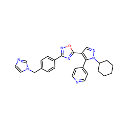 c1cc(-c2c(-c3nc(-c4ccc(Cn5ccnc5)cc4)no3)cnn2C2CCCCC2)ccn1 ZINC000114562837