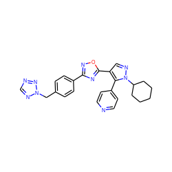 c1cc(-c2c(-c3nc(-c4ccc(Cn5ncnn5)cc4)no3)cnn2C2CCCCC2)ccn1 ZINC000114612349