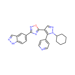 c1cc(-c2c(-c3nc(-c4ccc5[nH]ncc5c4)no3)cnn2C2CCCCC2)ccn1 ZINC000114564102