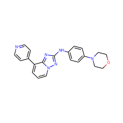 c1cc(-c2ccncc2)c2nc(Nc3ccc(N4CCOCC4)cc3)nn2c1 ZINC000142813266