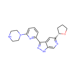 c1cc(-c2n[nH]c3cnc([C@@H]4CCCO4)cc23)nc(N2CCNCC2)c1 ZINC000473154817