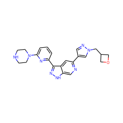 c1cc(-c2n[nH]c3cnc(-c4cnn(CC5COC5)c4)cc23)nc(N2CCNCC2)c1 ZINC000205256100