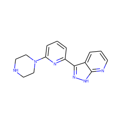 c1cc(-c2n[nH]c3ncccc23)nc(N2CCNCC2)c1 ZINC000095581684