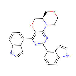 c1cc(-c2nc(-c3cccc4[nH]ccc34)c3c(n2)N2CCOC[C@@H]2CO3)c2cc[nH]c2c1 ZINC000218252981