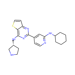 c1cc(-c2nc(N[C@@H]3CCNC3)c3sccc3n2)cc(NC2CCCCC2)n1 ZINC000223672808