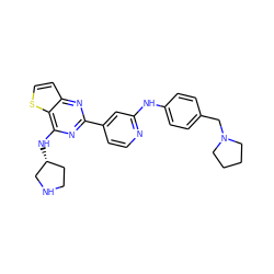 c1cc(-c2nc(N[C@@H]3CCNC3)c3sccc3n2)cc(Nc2ccc(CN3CCCC3)cc2)n1 ZINC000653671264