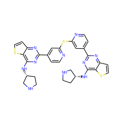 c1cc(-c2nc(N[C@@H]3CCNC3)c3sccc3n2)cc(Sc2cc(-c3nc(N[C@@H]4CCNC4)c4sccc4n3)ccn2)n1 ZINC000223685935