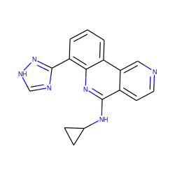 c1cc(-c2nc[nH]n2)c2nc(NC3CC3)c3ccncc3c2c1 ZINC000073157688