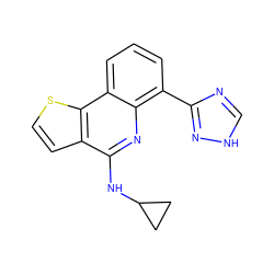 c1cc(-c2nc[nH]n2)c2nc(NC3CC3)c3ccsc3c2c1 ZINC000084635093