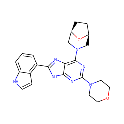 c1cc(-c2nc3c(N4C[C@@H]5CC[C@H](C4)O5)nc(N4CCOCC4)nc3[nH]2)c2cc[nH]c2c1 ZINC000143825299