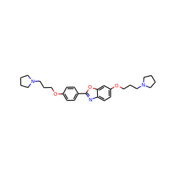 c1cc(-c2nc3ccc(OCCCN4CCCC4)cc3o2)ccc1OCCCN1CCCC1 ZINC000068203163