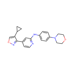 c1cc(-c2nocc2C2CC2)cc(Nc2ccc(N3CCOCC3)cc2)n1 ZINC000103237326