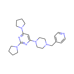 c1cc(CN2CCN(c3cc(N4CCCC4)nc(N4CCCC4)n3)CC2)ccn1 ZINC001772621229