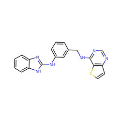 c1cc(CNc2ncnc3ccsc23)cc(Nc2nc3ccccc3[nH]2)c1 ZINC000049110198