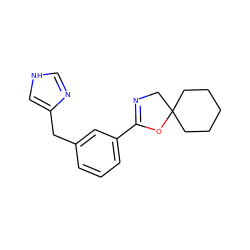 c1cc(Cc2c[nH]cn2)cc(C2=NCC3(CCCCC3)O2)c1 ZINC000014979084