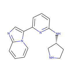 c1cc(N[C@@H]2CCNC2)nc(-c2cnc3ccccn23)c1 ZINC000029046126