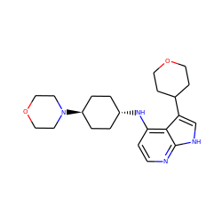 c1cc(N[C@H]2CC[C@H](N3CCOCC3)CC2)c2c(C3CCOCC3)c[nH]c2n1 ZINC001772627637