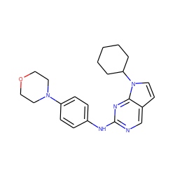 c1cc(N2CCOCC2)ccc1Nc1ncc2ccn(C3CCCCC3)c2n1 ZINC000014954845