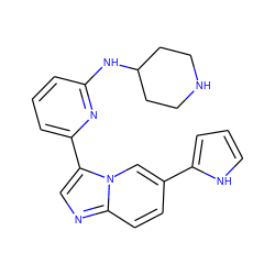 c1cc(NC2CCNCC2)nc(-c2cnc3ccc(-c4ccc[nH]4)cn23)c1 ZINC000029044789