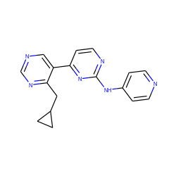 c1cc(Nc2nccc(-c3cncnc3CC3CC3)n2)ccn1 ZINC000203697437