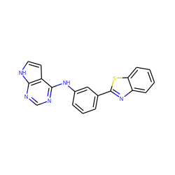 c1cc(Nc2ncnc3[nH]ccc23)cc(-c2nc3ccccc3s2)c1 ZINC000040422995