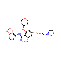 c1cc(Nc2ncnc3cc(OCCCN4CCCC4)cc(OC4CCOCC4)c23)c2c(c1)OCO2 ZINC000014949411