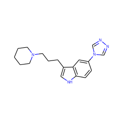 c1cc2[nH]cc(CCCN3CCCCC3)c2cc1-n1cnnc1 ZINC000013765977