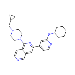 c1cc2c(N3CCN(CC4CC4)CC3)nc(-c3ccnc(NC4CCCCC4)c3)cc2cn1 ZINC000058548465