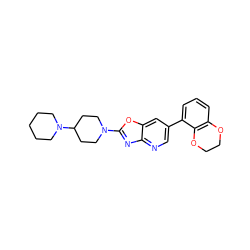 c1cc2c(c(-c3cnc4nc(N5CCC(N6CCCCC6)CC5)oc4c3)c1)OCCO2 ZINC000073296506