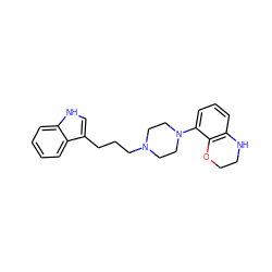 c1cc2c(c(N3CCN(CCCc4c[nH]c5ccccc45)CC3)c1)OCCN2 ZINC000013674859