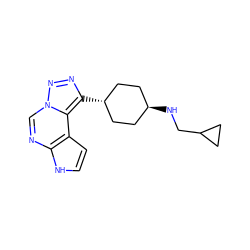 c1cc2c(ncn3nnc([C@H]4CC[C@H](NCC5CC5)CC4)c23)[nH]1 ZINC001772606279