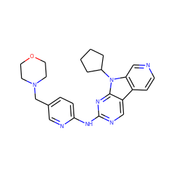 c1cc2c3cnc(Nc4ccc(CN5CCOCC5)cn4)nc3n(C3CCCC3)c2cn1 ZINC000117692216