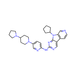 c1cc2c3cnc(Nc4ccc(N5CCC(N6CCCC6)CC5)cn4)nc3n(C3CCCC3)c2cn1 ZINC000169706653